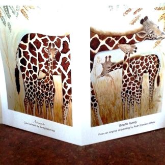 Giraffe Family greetings card, large 8x6" blank art card for your own message.
